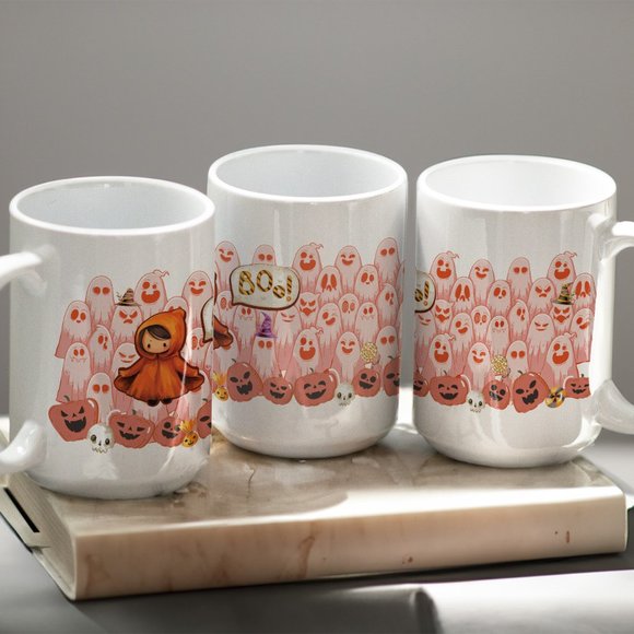 Halloween Boo Coffee Mug. Halloween Coffee Cup. 15oz Ceramic Mug. Cute Boo Mug - Picture 3 of 5